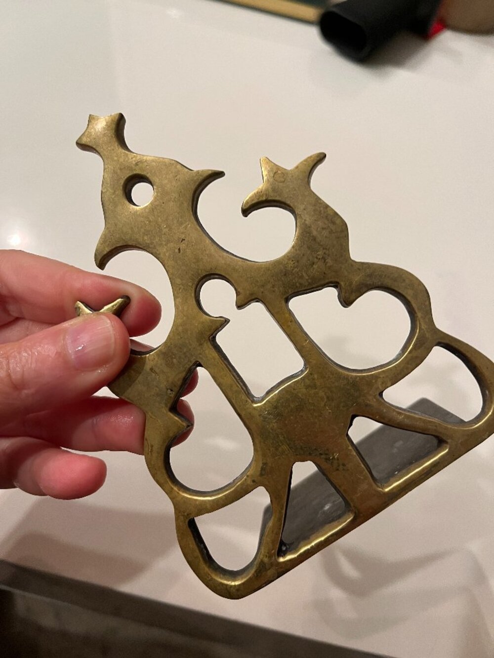 Vintage Brass Openwork Moroccan Style Single Bookend Shelf Decor